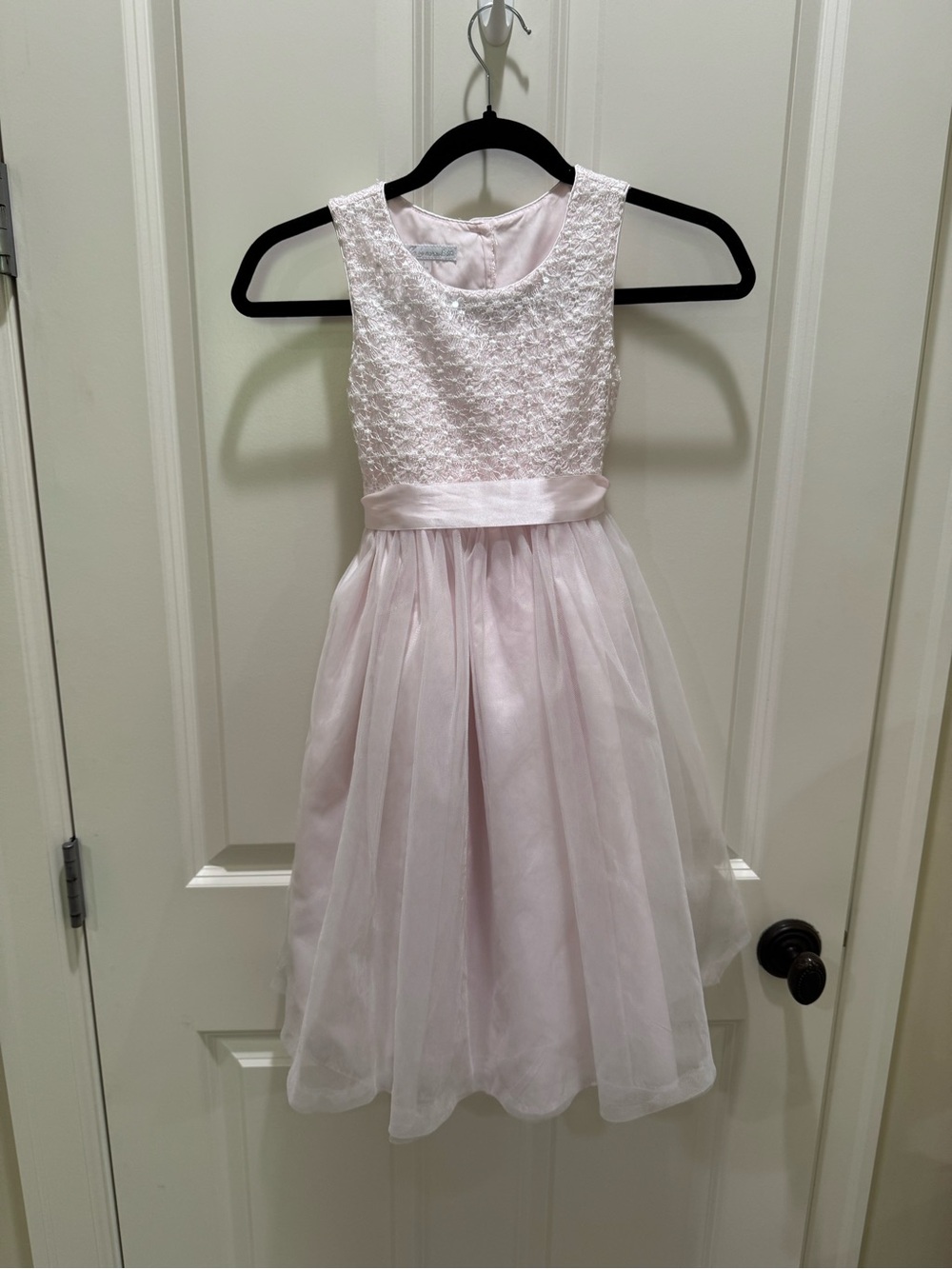 Girls Light Pink Lace Bodice Tulle Party Dress